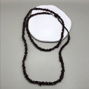 Sterling silver 925 long beaded garnet stone necklace vintage great for layering